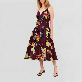 V-neck floral shoulder strap dress