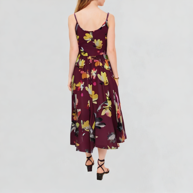 V-neck floral shoulder strap dress