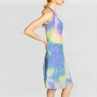 Sleeveless casual printed vest dress