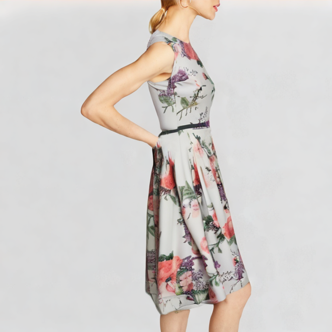 Sleeveless retro tea skirt with printed short skirt