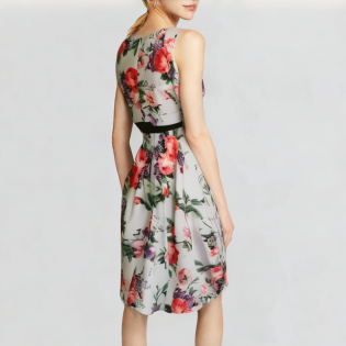 Sleeveless retro tea skirt with printed short skirt