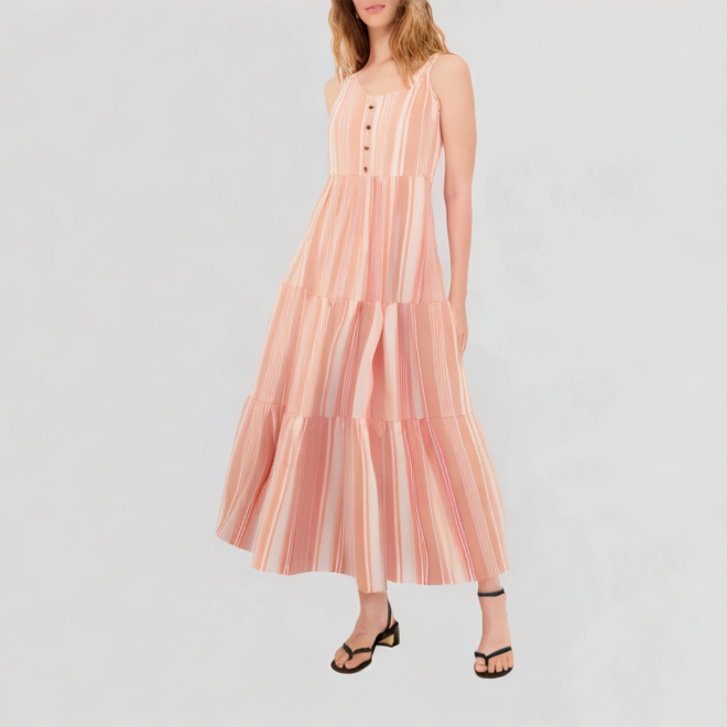 Silhouette floral imitation linen long skirt