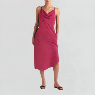 Satin animal jacquard low-neck long skirt