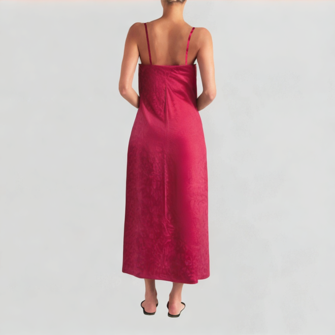 Satin animal jacquard low-neck long skirt