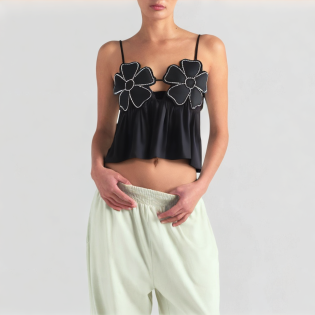 Fashion decorative poplin and bright flower vest
