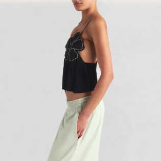 Fashion decorative poplin and bright flower vest