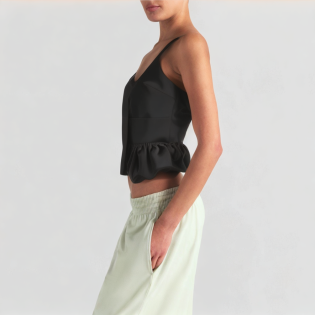 Chic and fashionable bow-decorated balloon poplin vest