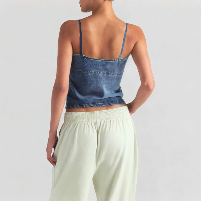 Fashion denim suspenders backless