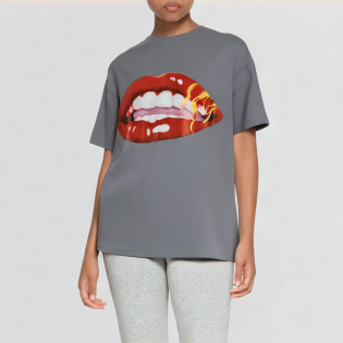 Printed round neck casual loose T-shirt