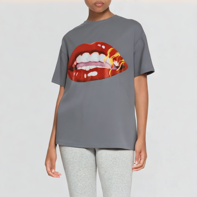 Printed round neck casual loose T-shirt