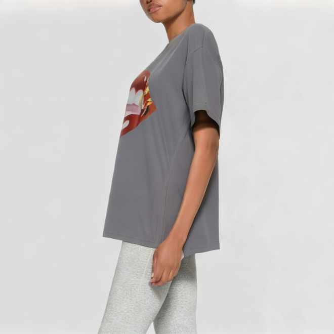 Printed round neck casual loose T-shirt