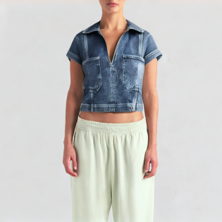 Fashion short denim top shirt