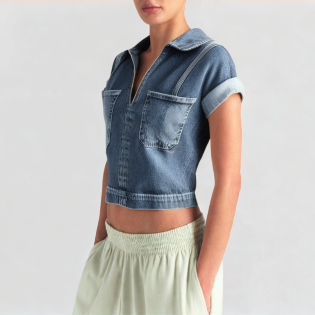Fashion short denim top shirt