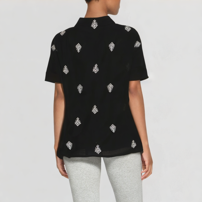 Chic fashion series contrast embroidery shirt
