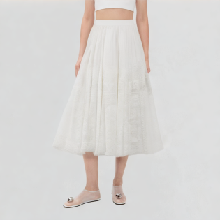 White Lace Hook Flower Skirt 