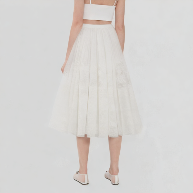 White Lace Hook Flower Skirt 