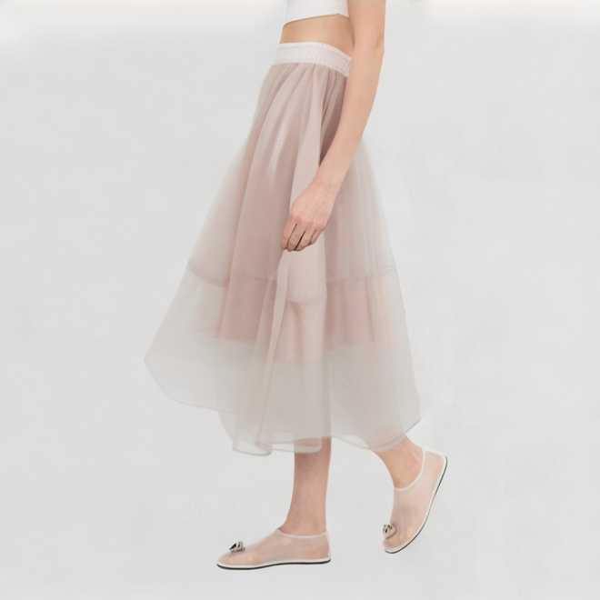 Pink Chiffon A-Line Skirt