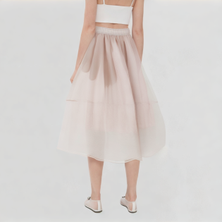Pink Chiffon A-Line Skirt