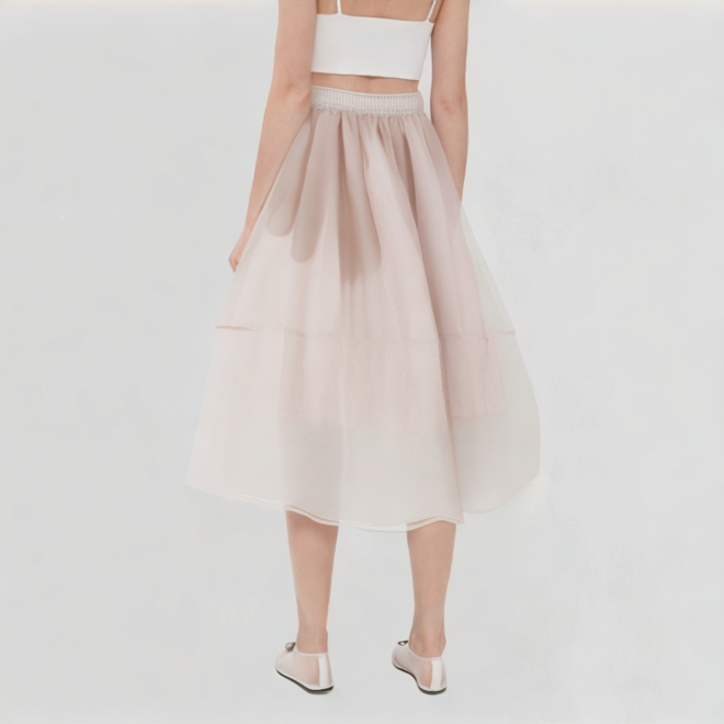 Pink Chiffon A-Line Skirt