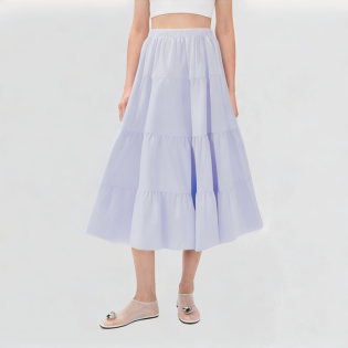 Purple Casual Pleated A-Line Skirt