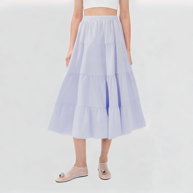 Purple Casual Pleated A-Line Skirt