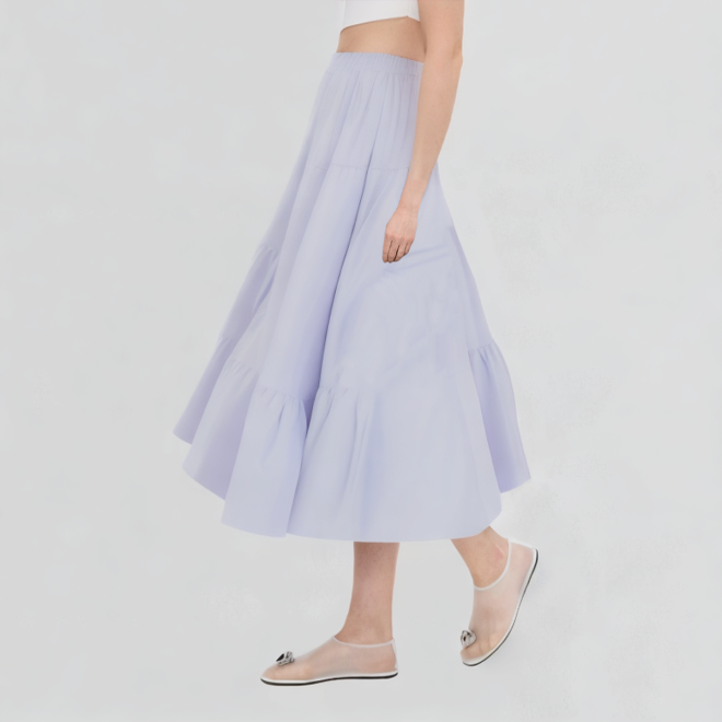 Purple Casual Pleated A-Line Skirt