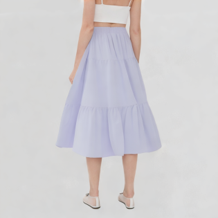 Purple Casual Pleated A-Line Skirt