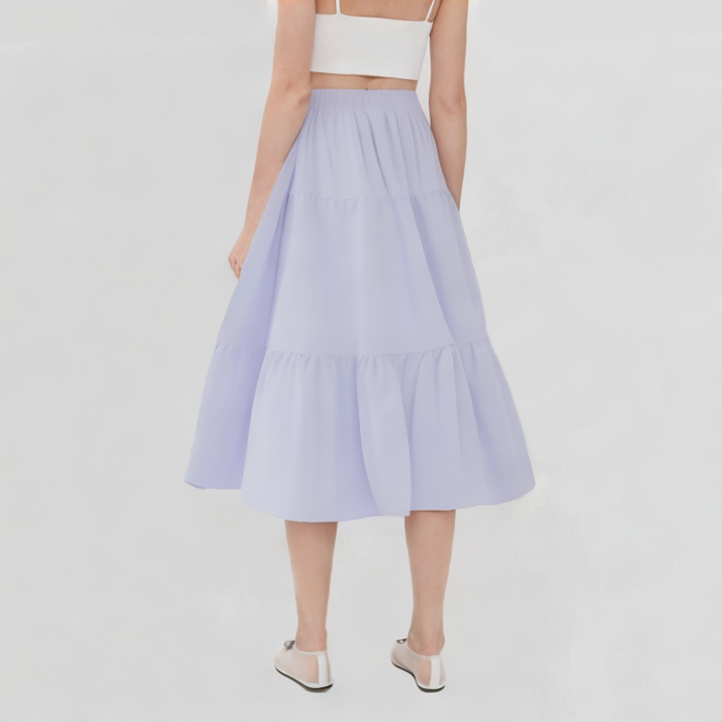Purple Casual Pleated A-Line Skirt