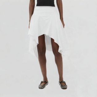 White A-Line Irregular Skir