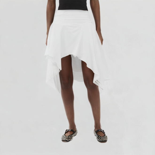 White A-Line Irregular Skir