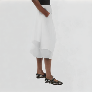 White A-Line Irregular Skir
