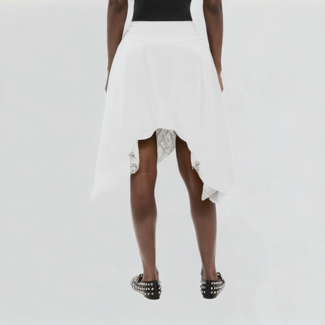 White A-Line Irregular Skir