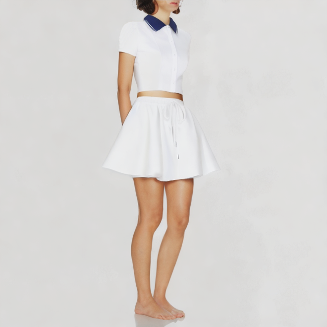 Crop Top and Pleated Mini Skirt