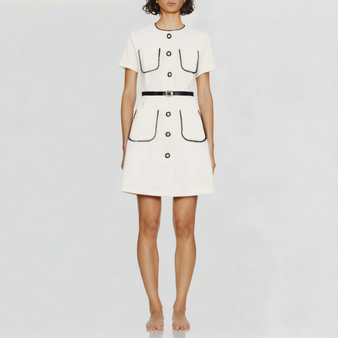 single-breasted top a-line skirt