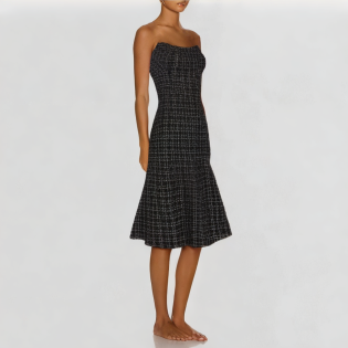 Sexy tube top mid-length two-piece set