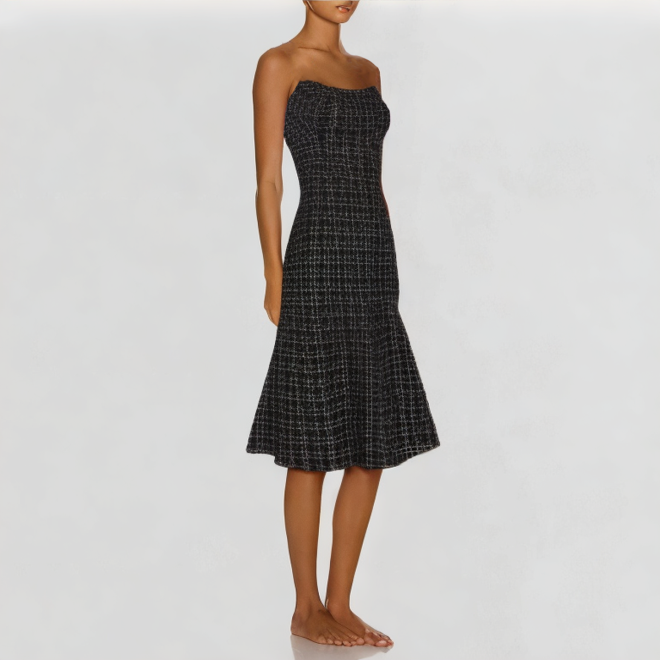 Sexy tube top mid-length two-piece set
