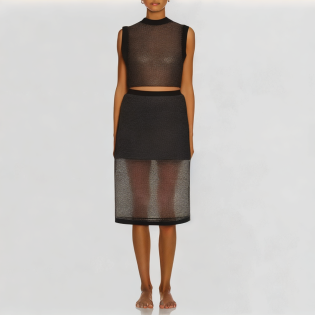 Fashion perspective suit retro sleeveless