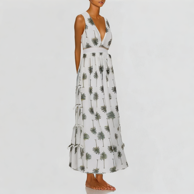 Fashion printed trousers suit retro sleeveless