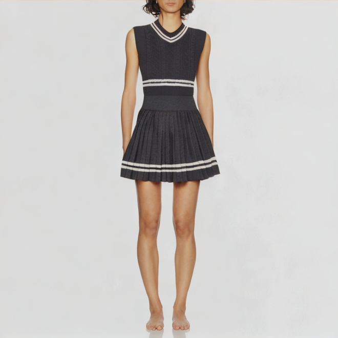 Set retro vest vent mini skirt women's clothing