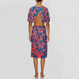 Fashion printed skirt suit retro short sleeve