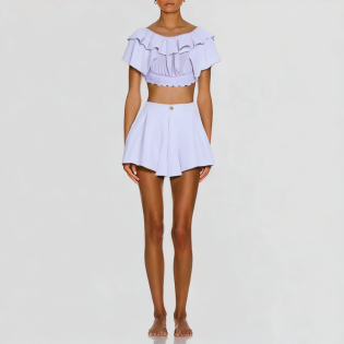 Fashion straight shoulder shorts suit retro