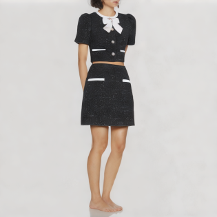 Elegant tweed two-piece skirt suit