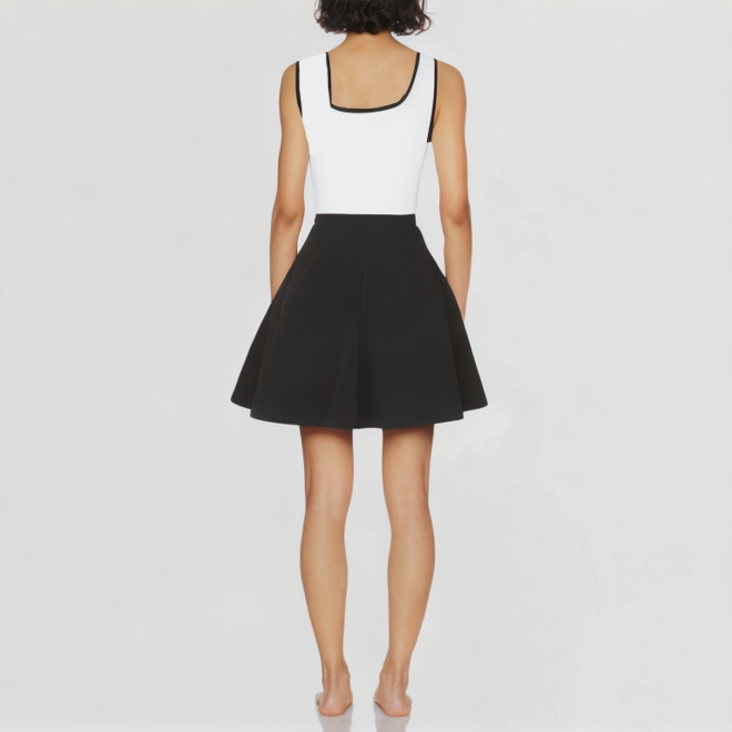Elegant two-piece sleeveless butterfly skirt suit