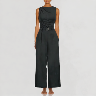 High Waist Drawstring Wide Leg Bodysuit