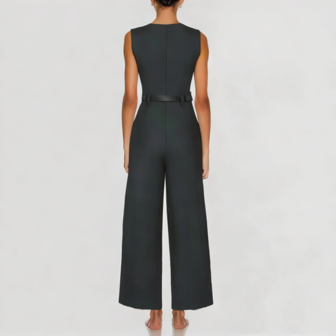 High Waist Drawstring Wide Leg Bodysuit