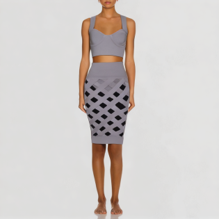 Hollow dress midi dress sleeveless sexy