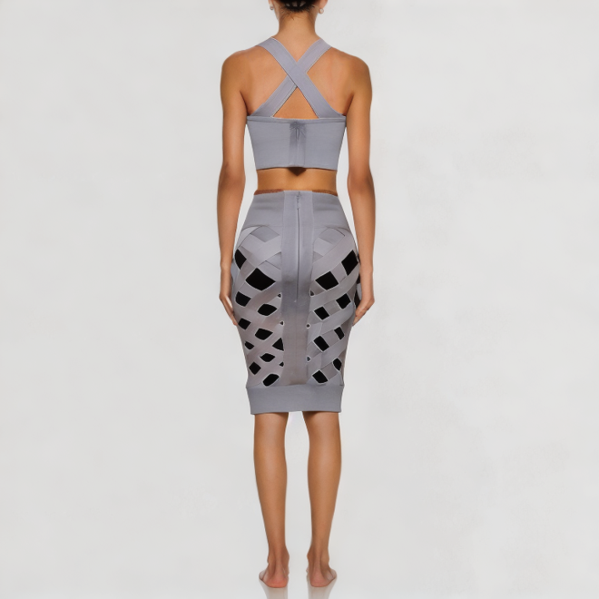 Hollow dress midi dress sleeveless sexy