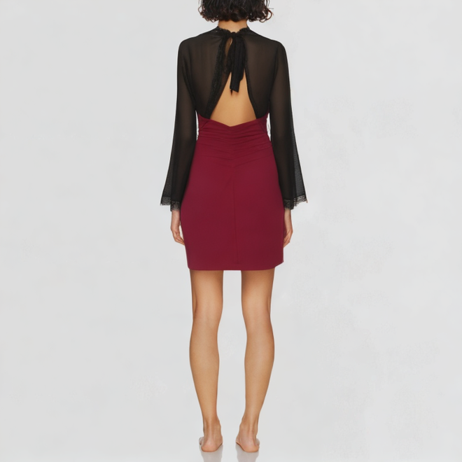 Casual tight dress lace perspective