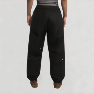 High-quality buckle rivet pleated pants