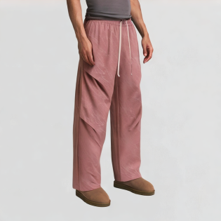 Marble pattern elastic waist drawstring pants